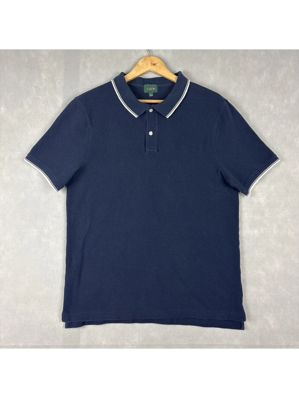 J.Crew Oarsman Classic Pique Polo Shirt Men’s L Navy Blue Short Sleeve Cotton